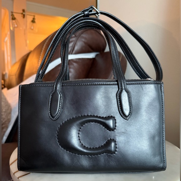 Coach Handbags - Coach Embossed C Black Leather Handbag Crossbody
